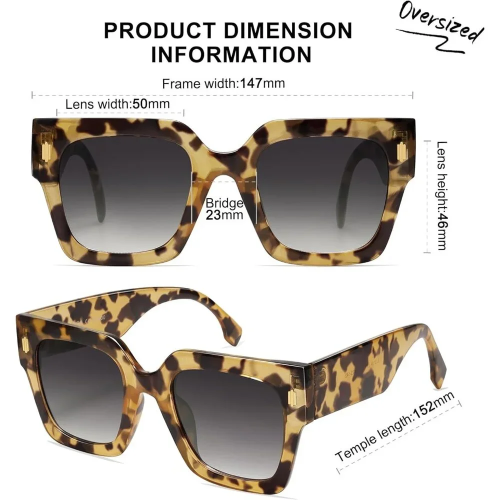Women's Yellow Luxury Large Vintage Oversized Square Eyes Protecting Sunglasses